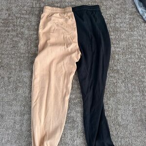 Two-Tone Black and Tan Track Pants